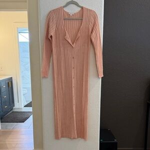 VENUS Blush Long Sleeve Ribbed Dress​